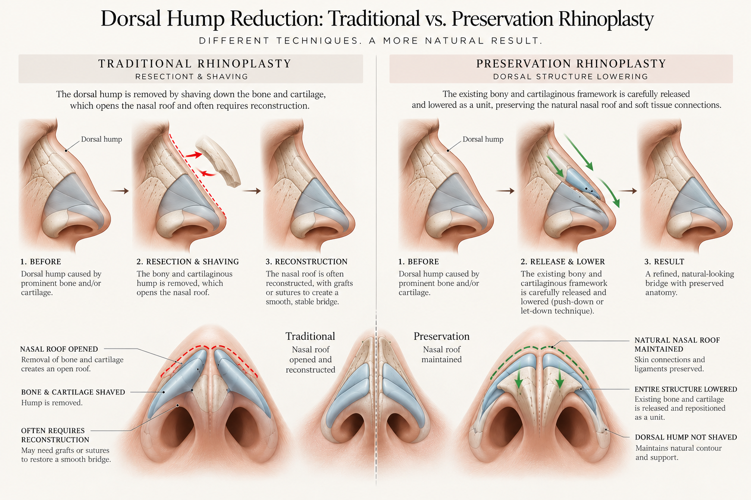 traditional vs preservation rhinoplasty